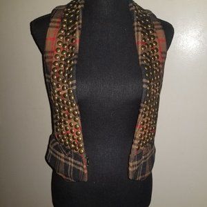 DREW Plaid Studded Vest - Size XS